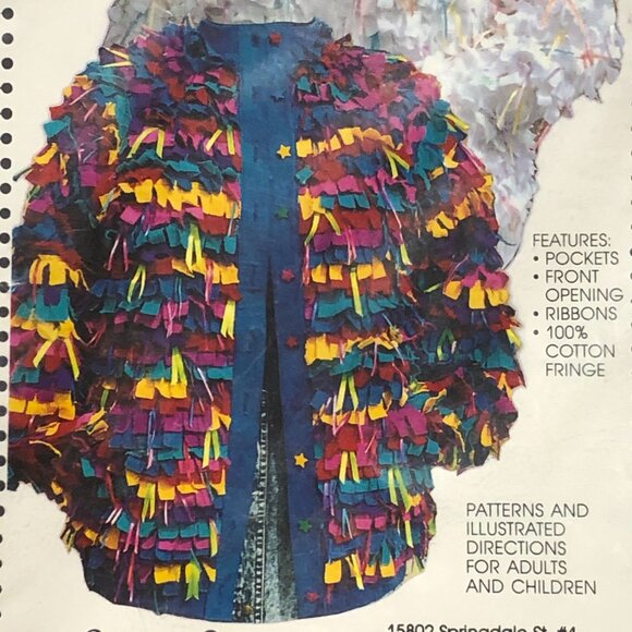 1990s Pattern Confetti Cardigan Rags to Ribbons Fringe Sweatshirt - Picture 3 of 4